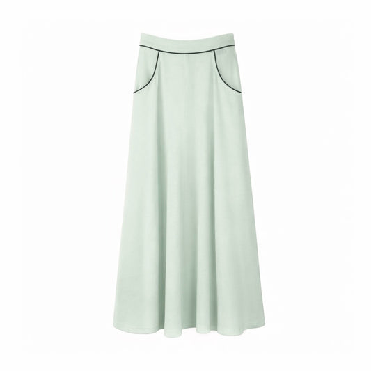 PIPING ACCENT A-LINE JERSEY SKIRT