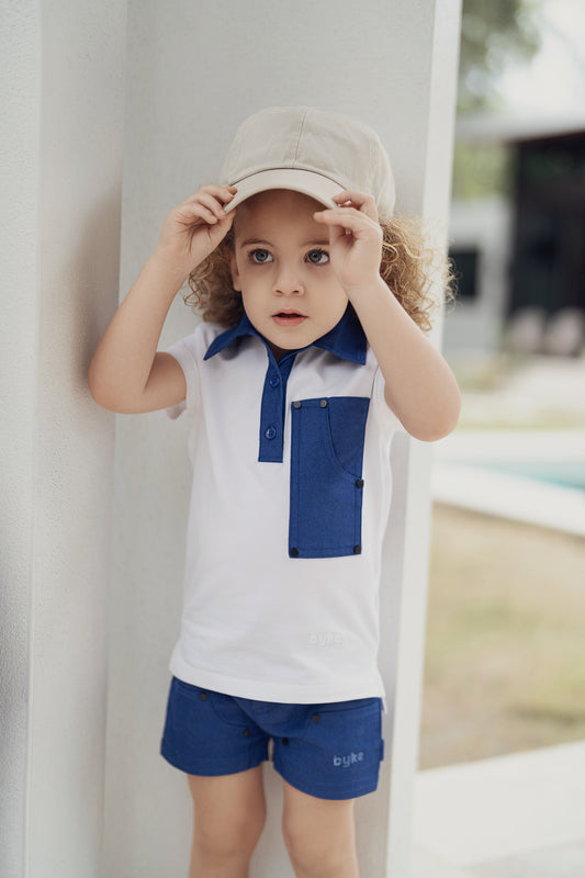 DENIM POCKET POLO SHORT SLEEVE