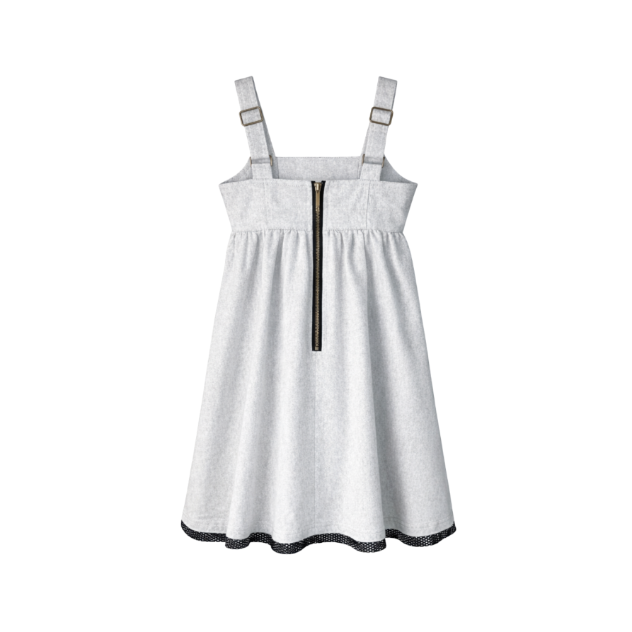 STRUCTURED DENIM MESH TRIM DRESS